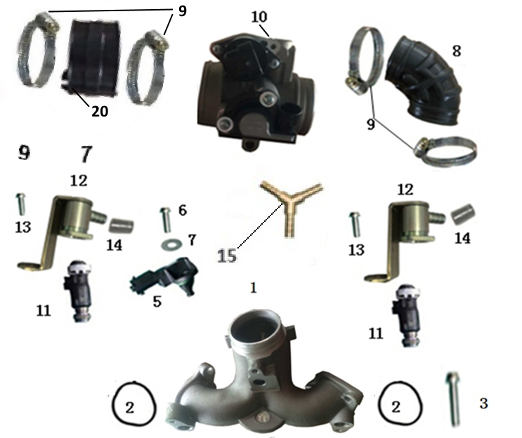 Впускной коллектор, дроссель, форсунки
