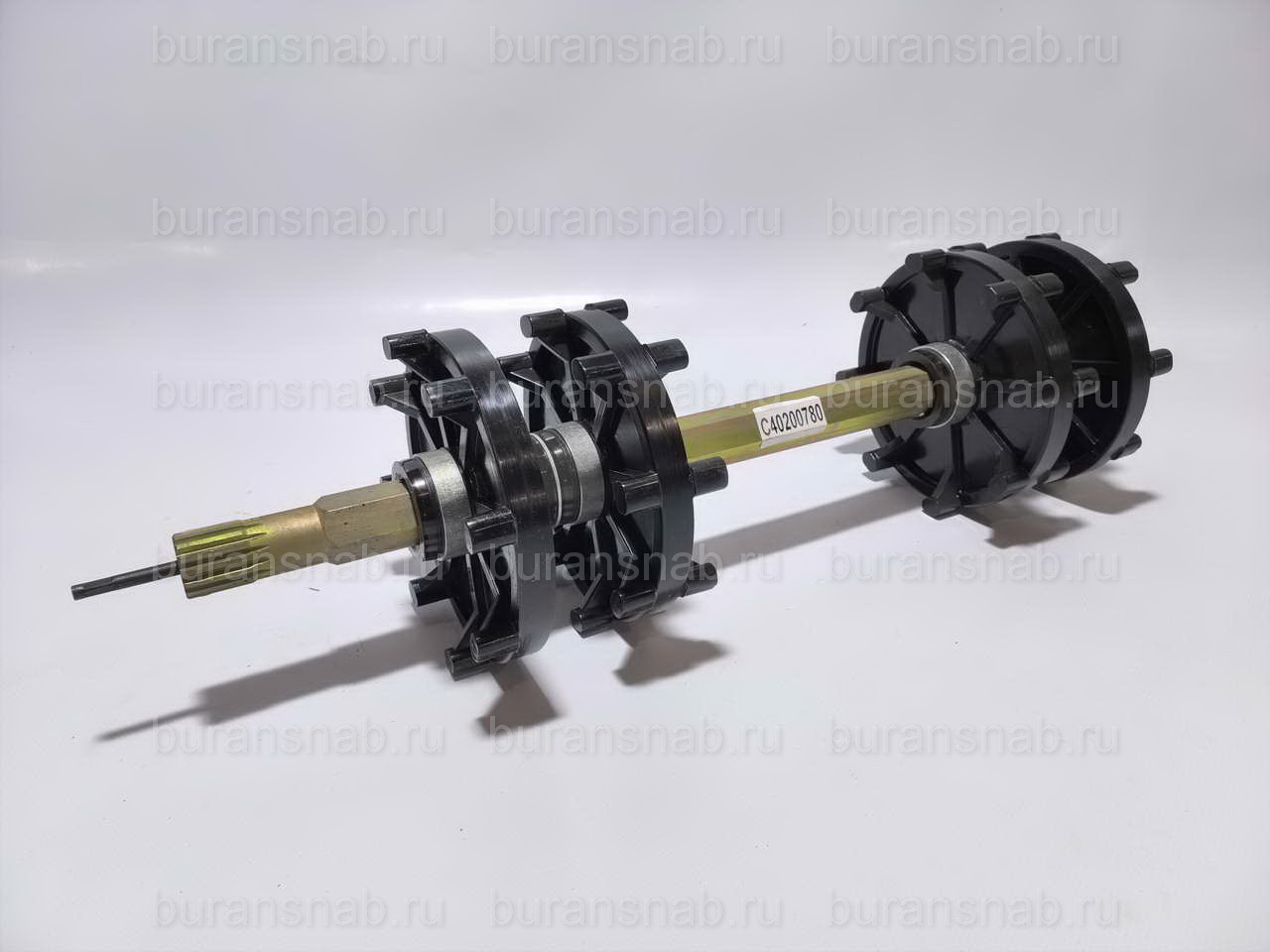 Вал ведущий 500 с колесами (15 шлицов, втулка 38.5мм) C40200780БС